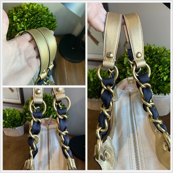 Coach Cream and Gold Shoulder Bag - Picture 8 of 17
